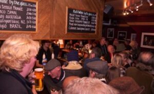 The packed bar...