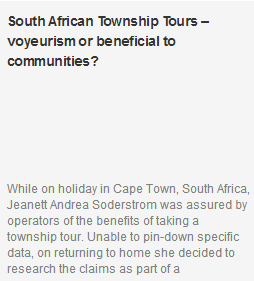 South African Township Tours – voyeurism or beneficial to communities?