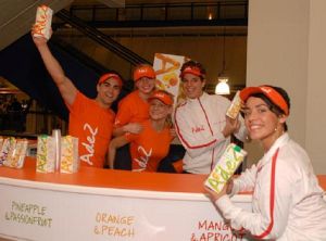 Guys and girls from Adez fruit juice
